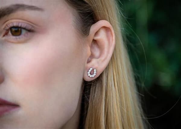 Silver shiny earrings Horseshoe AGT-E141PW
