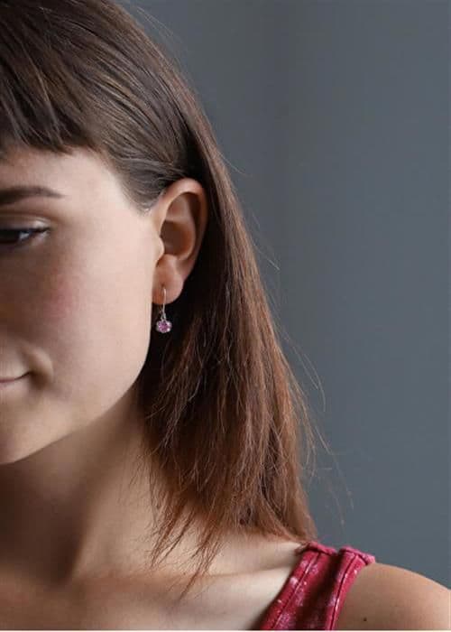 Örhängen i silver med rosa zirkon AGUC3340-P
