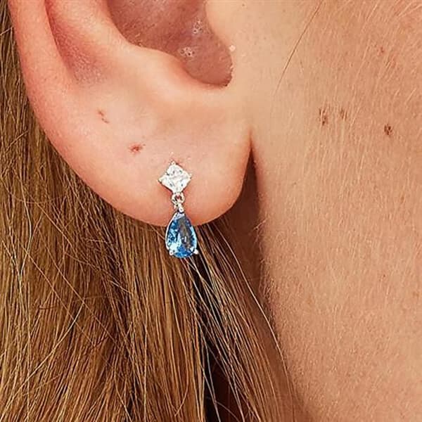 Hängande örhängen i silver med kubisk zirkon Freedom Blue Fancy FFB113