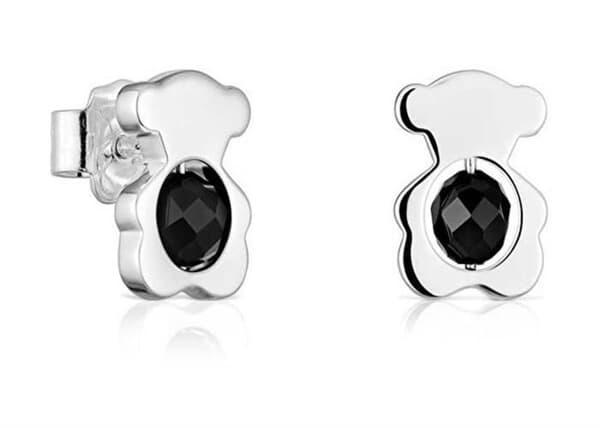 Söta örhängen i silver med björn och onyx I-Bear 1004127000