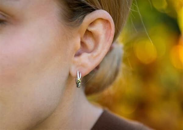 Runda örhängen i silver med kubisk zirkon AGT-E058KW