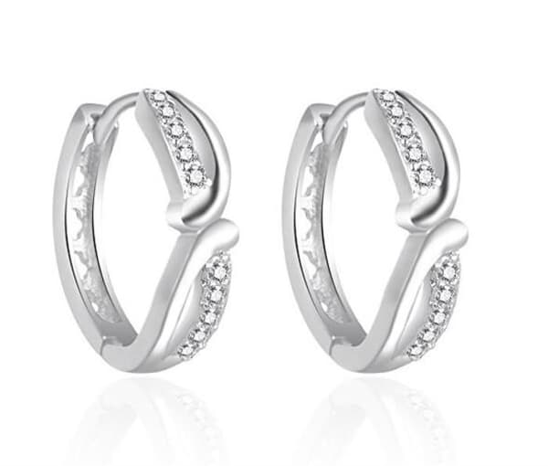 Runda örhängen i silver med kubisk zirkon AGT-E058KW
