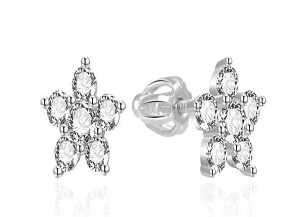 Örhängen Silver Blommor med zirkonia AGT-E097SW