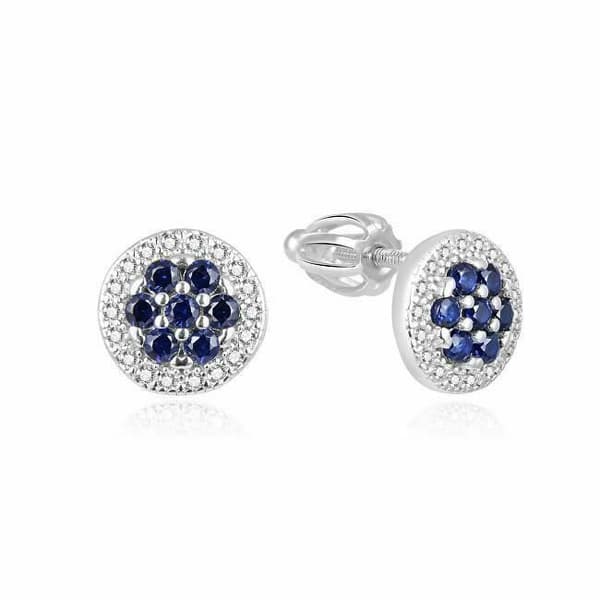 Silver Hoop Earrings Beneto with Blue Zircons Agup1598s, for Women, Sbe1512