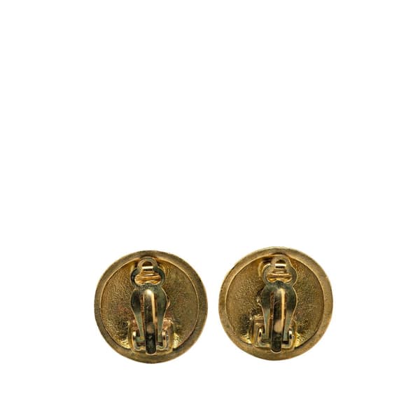 Pre-owned Chanel Gold Plated CC Round Clip on Earrings Gold