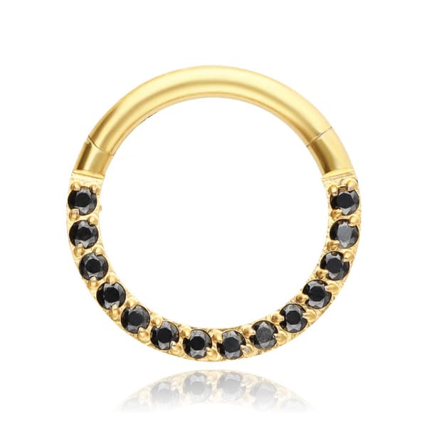 CLICKER båge guld med svarta zirkoner - K-003 1,2/6