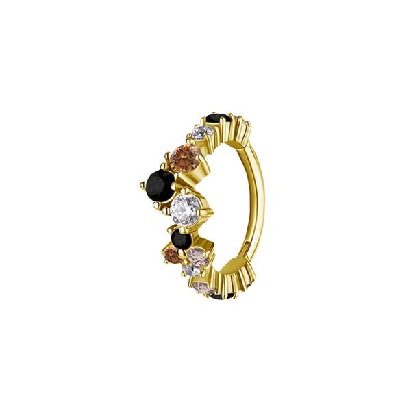 Clicker hoop örhänge med färgade zirkoner - CoCr NF - guld - K-066 1.2/10