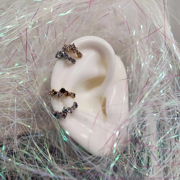 Clicker hoop örhänge med färgade zirkoner - CoCr NF - guld - K-066 1.2/10
