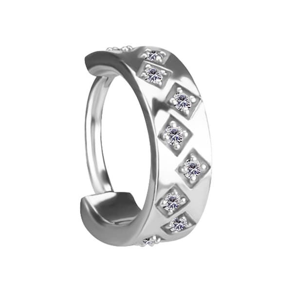 Dekorativt klickringörhänge med vita zirkoner - CoCr NF - silver - K-070 1.2/8