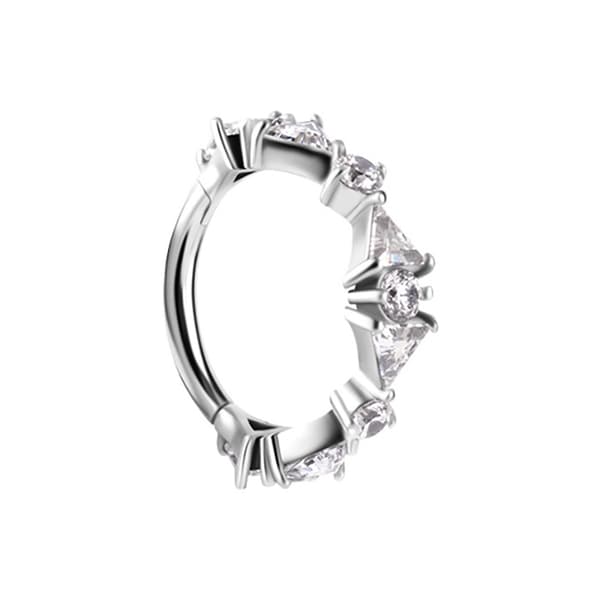 Dekorativt klickringörhänge med vita zirkoner - CoCr NF - silver - K-074 1.2/8