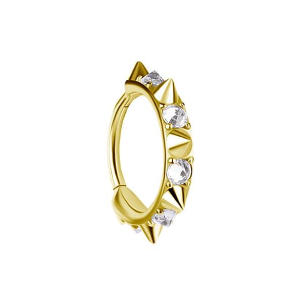 Clicker hoop øreringe og hvide zirkoner - CoCr NF - guld - K-077 1,2/8