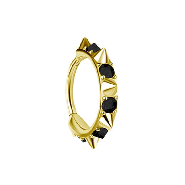 Clicker hoop örhängestift och svarta zirkoner - CoCr NF - guld - K-077 1.2/10