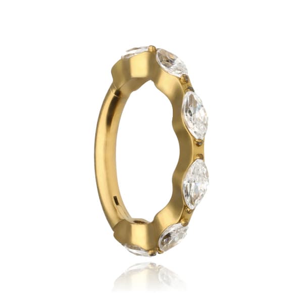 Titanklickerörhänge med vita zirkoner - guld - TK-098 1.2/10