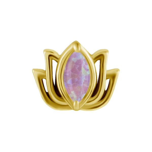 Tryck in keps - lotusblomma med lila opal - CoCr NF - guld - PI-003
