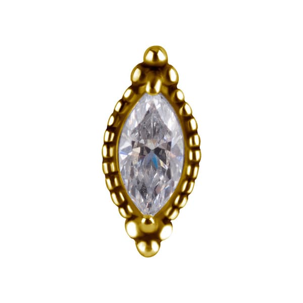 Trykmøtrik - med hvid zirconia - CoCr NF - guld - PI-006 8 mm