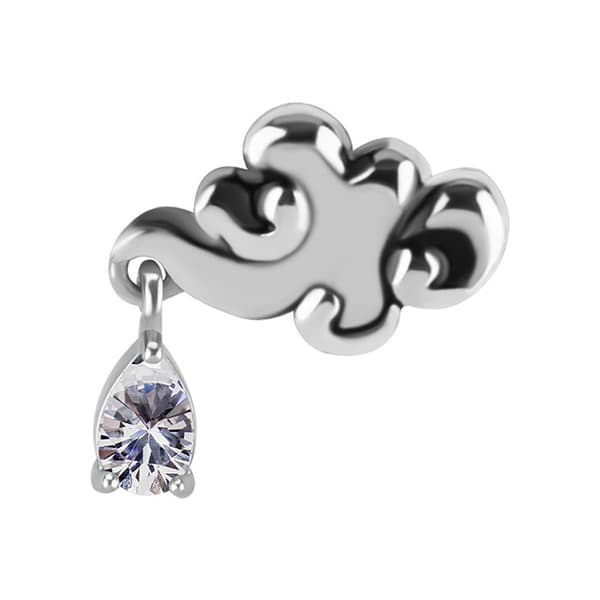 Tryck in keps - moln med vit zirkon - CoCr NF - silver - PI-009