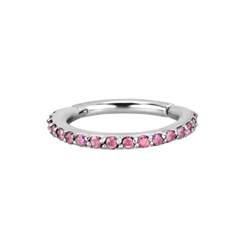 Clicker hoop ørering sølv pink Premium Zirconia - K-013 1.2/12