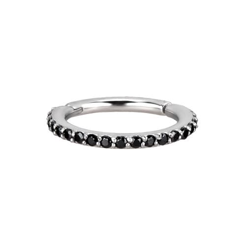 Clicker hoop ørering sølv sort Premium Zirconia - K-013 1.2/9