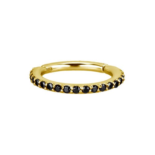 Clicker hoop örhänge guld svart PREMIUM Zirconia - K-013 1.2/5