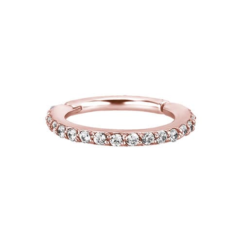 Clicker hoop örhänge roséguld och vit PREMIUM Zirconia - K-013 1.2/8