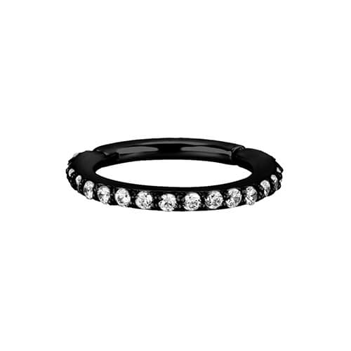 Clicker hoop øreringe sort og hvid PREMIUM Zirconia - K-013 1.2/10
