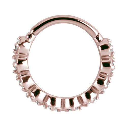 Clicker hoop örhänge med svarta zirkoner - roséguld - K-006 1.2/8