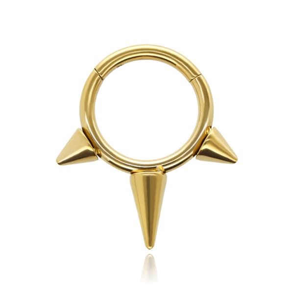 Titanium bågeörhänge med CLICKER nitar - guld - TK-033 1.2/10