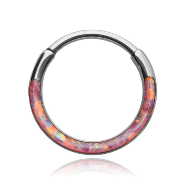 Titanklickerring med opal op22 - TK-092 0,8/10