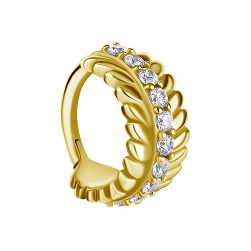 Clickerörhänge guld med vit Premium Zirconia - CoCr NF - K-063 1,2/8