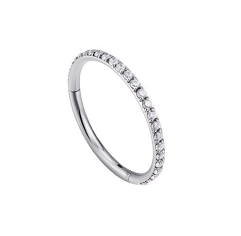 Silver klickerringörhänge med vita zirkoner - K-010 1.0/8