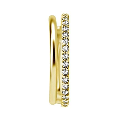 Dekorativt klickerörhänge - Premium Zirconia - guld - K-017 1.2/12