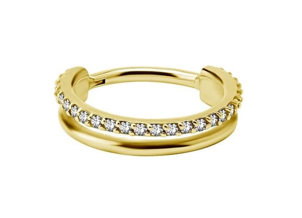 Dekorativt klickerörhänge - Premium Zirconia - guld - K-017 1.2/12