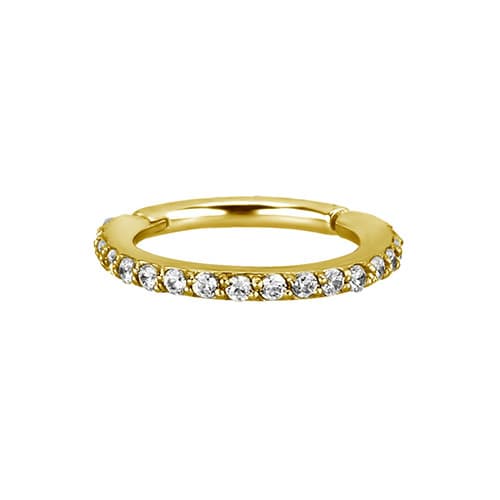 Clicker hoop örhänge guld vit PREMIUM Zirconia - K-013 1,2/8