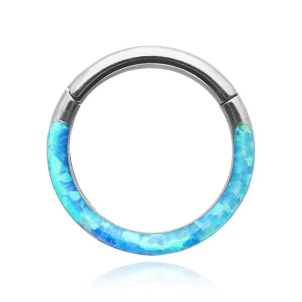 Titanium CLICKER vanne korvakoru sinisellä opaalilla - OP 05 - TK-029 1,2/8