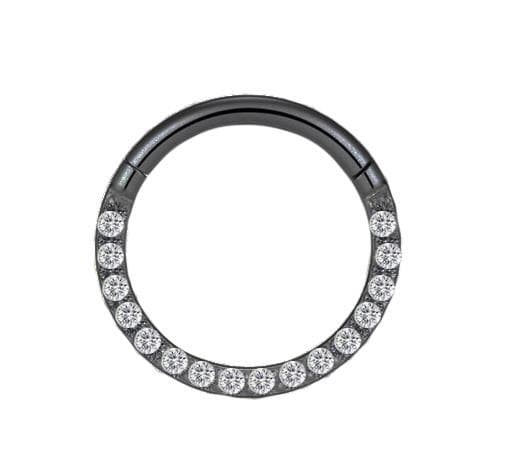 CLICKER ring svart med vita zirkoner - K-003 1.2/8