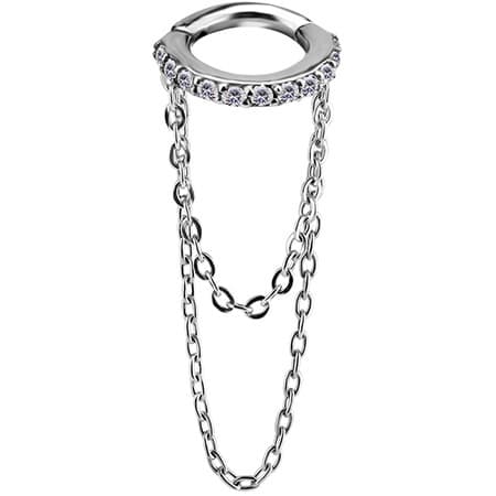Dekorativt klickringörhänge - kedja - Premium Zirconia - K-031 1.2/6