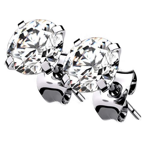 Titaaniset korvakorut valkoisella zirkonia - KU-053 2,5 mm