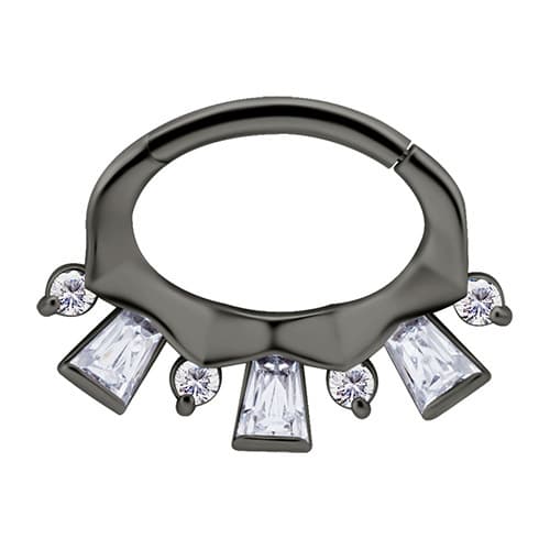 Mustavalkoinen Premium Zirkonia napsautuskorvakoru - K-046 1.2/6