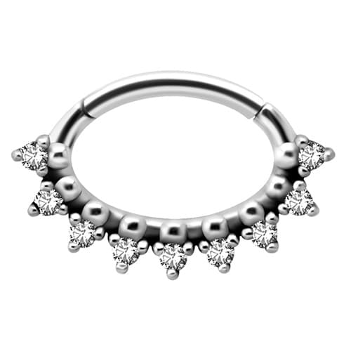 Hopeinen napsautuskorvakoru valkoisella Premium Zirkonialla - K-047 1.2/6