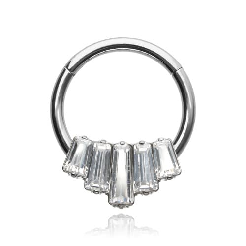 Klickarring i titan med zirkoner - silver - TK-012 1.2/10