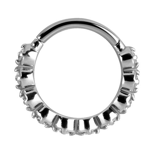 Clicker hoop øreringe med hvide zirkoner - sølv - K-006 1.2/10