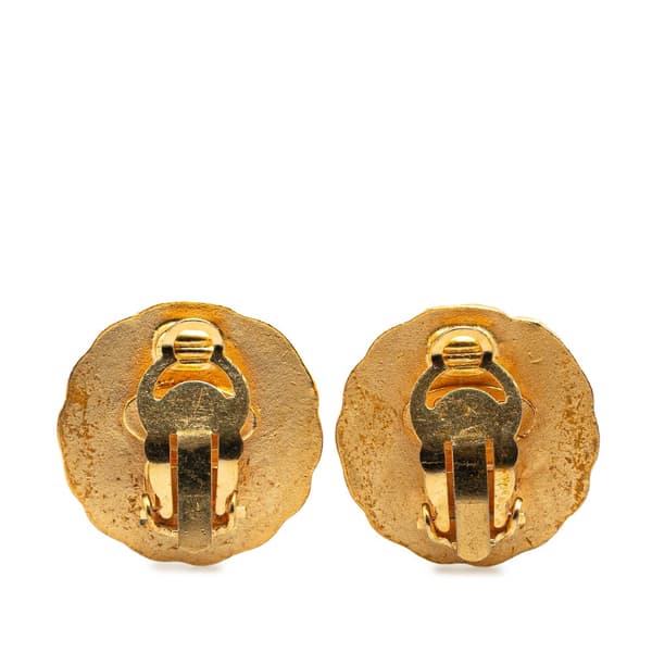 Pre-owned Chanel Gold Plated CC Round Clip on Earrings Gold