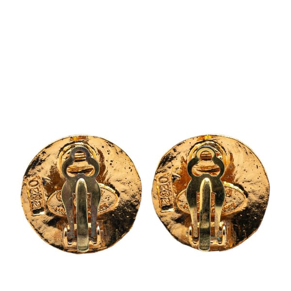 Pre-owned Chanel Gold Plated CC Round Clip on Earrings Gold