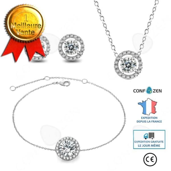 CONFO® Klassiskt runt smyckesset micro zirconia inlagda gränsöverskridande örhängen kvinnligt bröllopsset