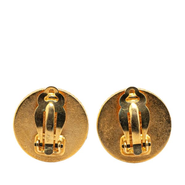 Pre-owned Chanel Gold Plated CC Round Clip on Earrings Gold