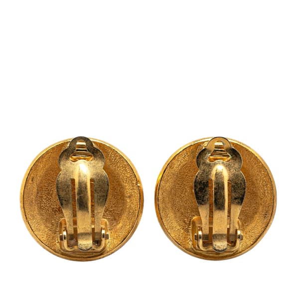 Pre-owned Chanel Gold Plated CC Round Clip on Earrings Gold