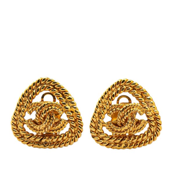 Pre-owned Chanel Gold Plated CC Clip on Earrings Gold