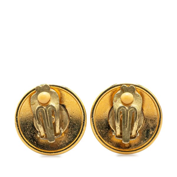 Pre-owned Hermès Gold Plated Horn Sellier Clip On Earrings Gold