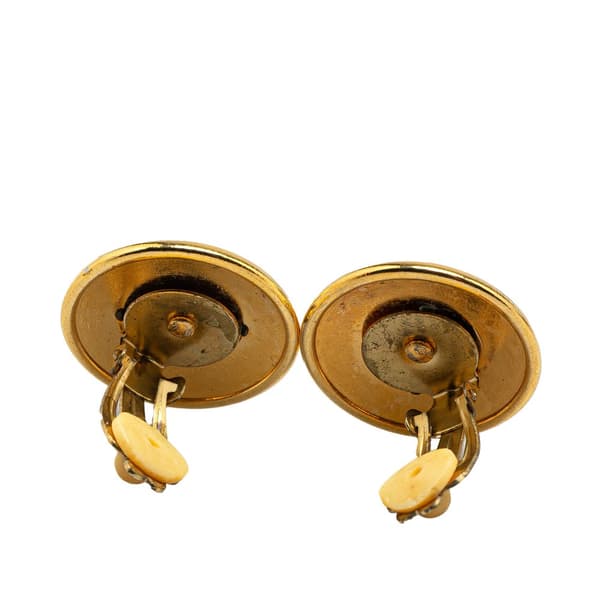 Pre-owned Hermès Gold Plated Horn Sellier Clip On Earrings Gold
