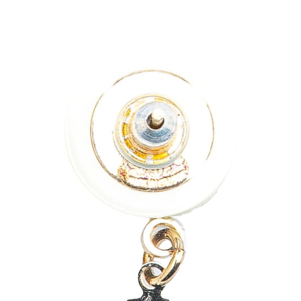 Pre-owned Chanel Gold Plated Acrylic CC Dangle Coco Chanel Push Back Earrings White